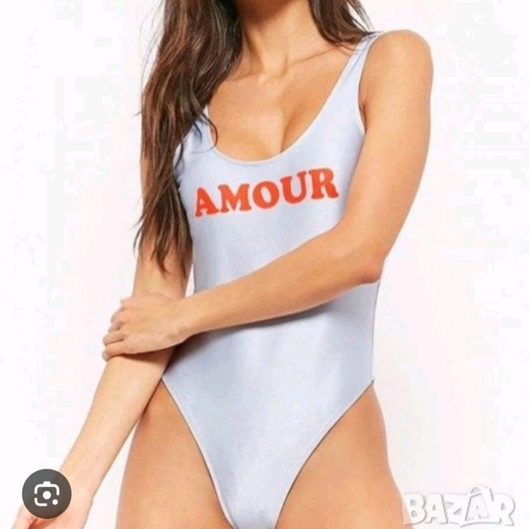 Amour Vert Light Blue One Piece Swimsuit - Picture 1 of 4